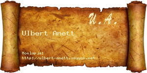 Ulbert Anett névjegykártya